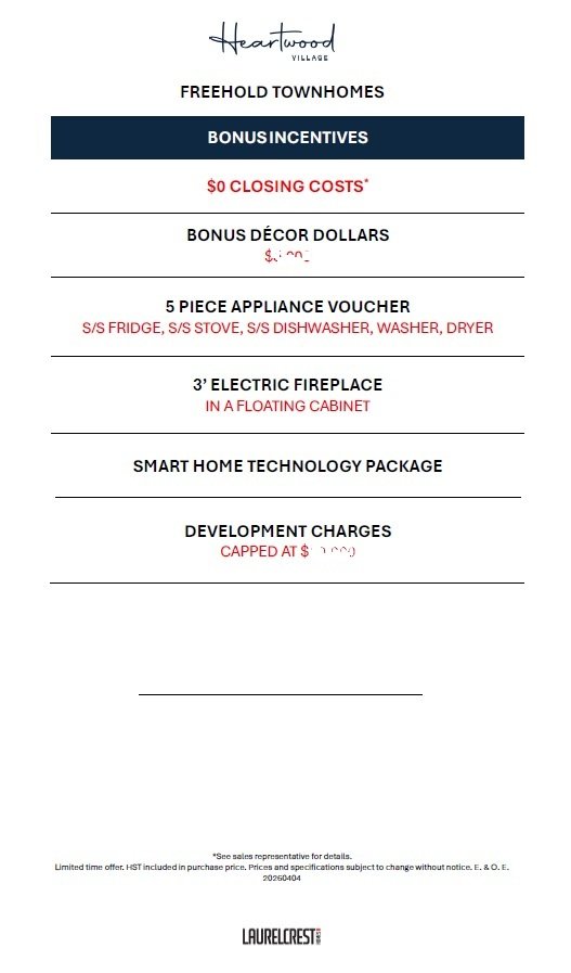 Incentives - Townhomes
